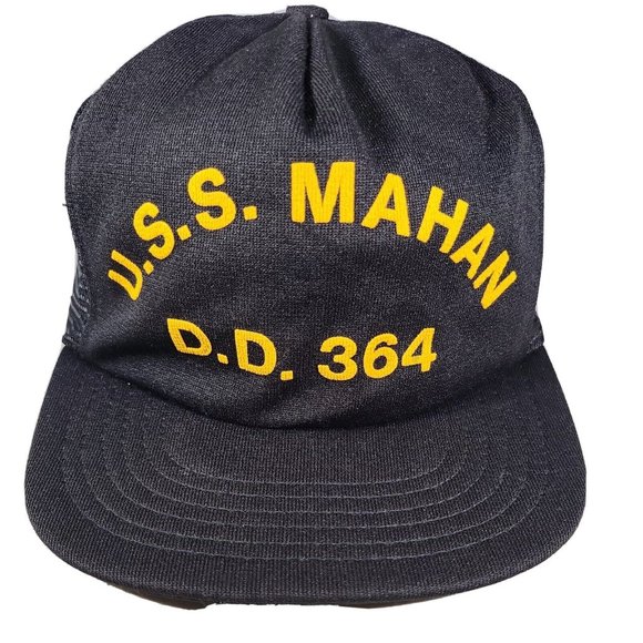 USS MAHAN DD-364‎ Cap Hat Vtg 70s United States Navy Farragut-Class Distressed - Picture 1 of 10